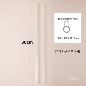 다회용빨대 30cm 유리 스트로우 스탠리호환 빨대캡증정 고온 재사용, 1개