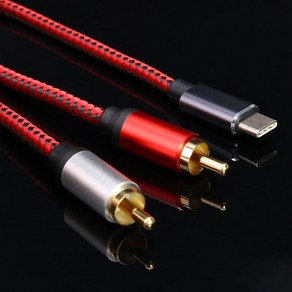 2RCA to USB C타입 오디오 케이블 노트북 태블릿 스마트폰 스피커연결 3M, 1개