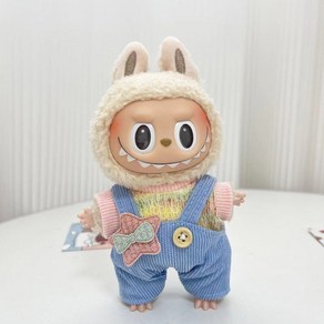 15cm 17cm 30cm 라부부 Labubu 인형옷 별하늘색 멜빵바지 투피스 세트, C