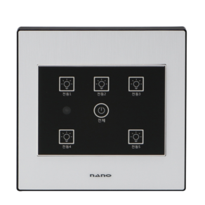 아트2 블랙 전기 전등 터치 스위치 중 5구 리모컨 별도 신축 상가 아파트 주택 사무실 배선기구 나노전기, 1개
