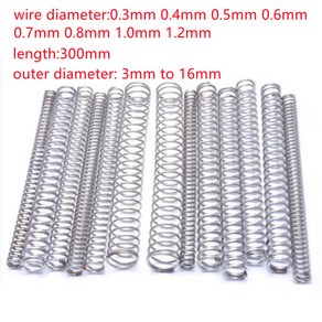 [툴스피어] 스테인레스 스틸 Y형 압축 스프링 와이어 직경 0 3mm 1 2mm 외부 3mm 12mm 길이 300mm 로트당 2 5, 4mm, 0.5mm 2pcs, 2개