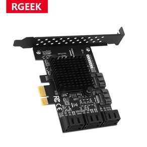 RGEEK PCI-E Sata 어댑터 1X 4X PCIE Sata ~ 6 8 포트 PCI Expess 확장 카드 X1 X16 PCI Sata 컨트롤러 PCIE3.0 추가 카드, PCIE 1X, to 6 SATA, 1개