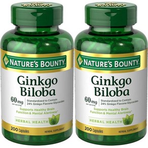 네이쳐스바운티 Nature's Bounty Ginkgo Biloba 60 Mg 200 Capsules 17243 Pack of 2