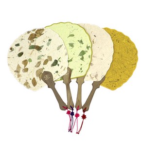 전통 낙엽 한지부채 대, 03 잎사귀색, 1개
