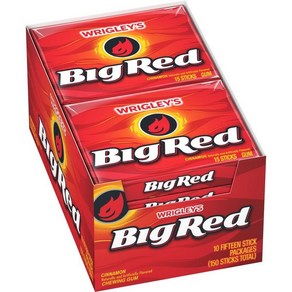 BIG RED WRIGLEY'S 시나몬 츄잉껌 벌크 팩 15개(10팩), 15 Count (Pack of 10), 10개