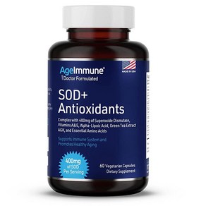 SOD 항산화 복합체 건강한 노화 보충제 - 슈퍼옥사이드 디스뮤타제 400mg 알파 리포산, 60 Count (Pack of 1), 1개, 60정