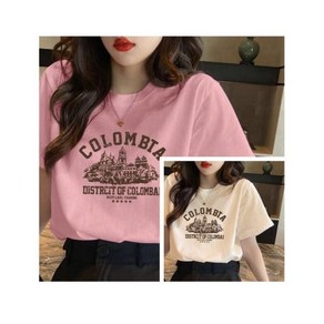 고퀄리티 여성 라운드 로고 티셔츠R