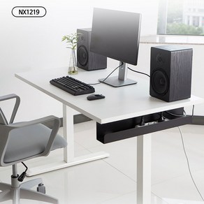[NEXI] 넥시 멀티탭 트레이 부착형 컴퓨터 책상 선 정리 선반 거치대 정리함 블랙 NX1219, 1개