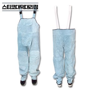용접바지 우피 작업복 L - 3XL 소가죽 불티 불똥 편리한 멜빵 용접바지, 1개
