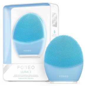 FOREO LUNA 3 fo 콤비네이션 스킨 혼합 피부용 스마트 클렌징 디바이스 전동 세안 브러쉬 실리콘제 에이징, 복합성 피부, F9144