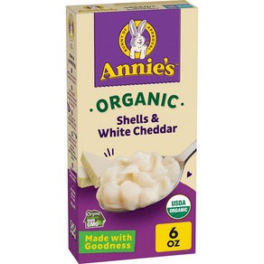 Annie's Oganic Macaoni and Cheese Shells White Chedda 6 oz. 애니의 오가닉 마카로니 앤 치즈 쉘 화이트 체다 6온스., 170g, 1개