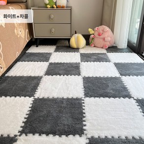 [8종] 층간소음 걱정없는 1cm 두께 부드러운 프리 퍼즐 매트 10개 1세트, 가로30*세로30*두께1cm, 화이트+차콜