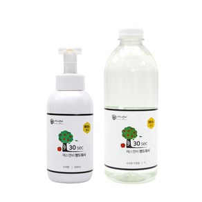 1+1 에스엔비 30s 1000ml/500ml 핸드워시 본품/리필, 1세트, 사과향 본품500ml+리필1L, 1L