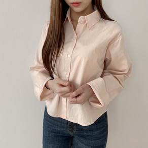 [여성용/루즈핏] 파스텔 긴팔 크롭 셔츠