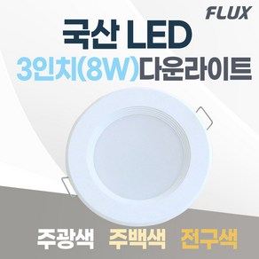 flux 고정형 등기구 LED 다운라이트 램프 일반 8W 100 x 28 mm