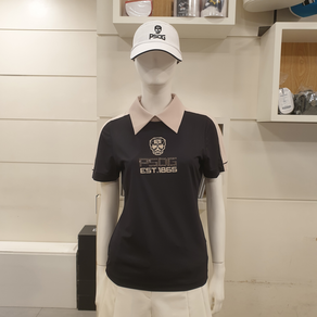 [파사디] 여성 와이드 카라 여름 골프 티셔츠 #시원한 골프 티셔츠# #여름 반소매 골프티# 블랙 P24MTY162XBK