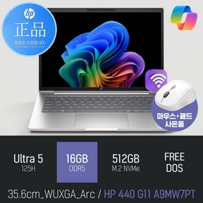 HP 프로북 440 G11 A9MW7PT 14인치 Ac그래픽 AI 사무용 노트북 [무선 마우스 증정], Fee DOS, 16GB, 512GB, 실버