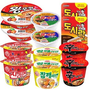 컵라면 6종 세트 왕뚜껑 2개 + 도시락 2개 + 육개장사발면 2개 + 진라면매운맛 2개 + 참깨라면 2개 + 신라면 2개, 1세트