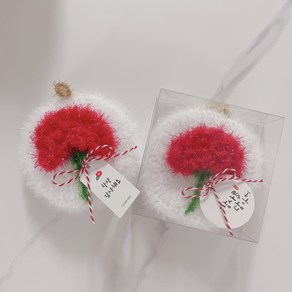 카네이션 수세미 어버이날 스승의날 선물 핸드메이드 아크릴수세미 주방소품 초미공방, 자몽핑크, 기본포장, 1개입, 1개