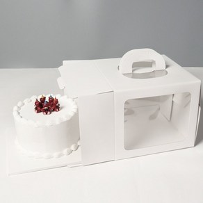 [대량할인] 아임팩킹 사각 창문 케이크 박스 2호_화이트(150mm(h)), 화이트 2호 150mm(받침대 별도), 50개