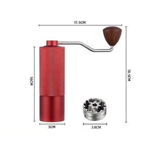 클로픽 커피그라인더 매버릭 상단조절 블랙 수동 핸드밀 원두분쇄기 원두가는기계 캠핑용 휴대용, 프리미엄 레드 - 7성, 1개