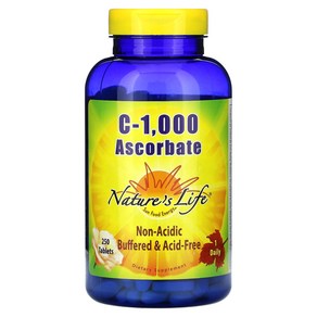 Natue's Life 네이처스 라이프 C1000 Ascobate 250 Tablets, 1개, 250정