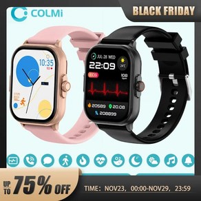 COLMi C63 ECG PPG 혈액 산소 건강 스마트 워치 스마트워치 IP68 방수 7 일 배터리 수명 201 인치 디스플레이, 1.Black