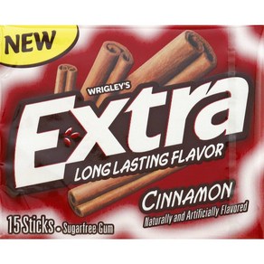 Exta Cinnamon Sugafee Gum Single Pack 15Count 엑스트라 시나몬 무설탕 껌 싱글 팩 15개, 1개