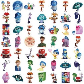 인사이드아웃2 Inside Out 애니메이션 스티커 귀여운 문구 물컵 수하물 상자 노트북 장식 장난감 선물 2 개, 1) 50pcs