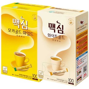 맥심 커피믹스 모카골드 마일드 100T + 화이트골드 100T, 1개, 100개입, 상세페이지 참조