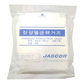 [JASCOR] 대형 멸균 팩 거즈 30cm X 50Cm - 4겹 1포 5매, 1개