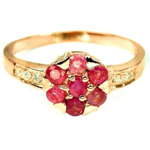 천연 라운드 AAA PINK RED RUBY CZ STERLING 925 은반지 12호 1877