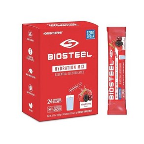 BioSteel Zeo Suga 하이드레이션 믹스 5가지 필수 전해질이 함유된 훌륭한 맛의 수분 공급 믹스 베리 맛 1인용 패킷 24개, 1개