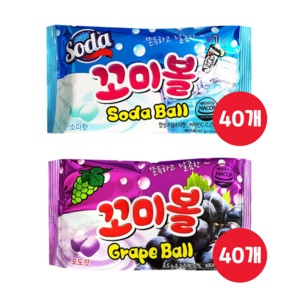 꼬미볼 소다맛 40g 40개 + 포도맛 40g 40개 (총80개), 80개