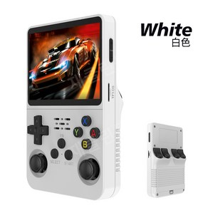 R36S 휴대용 게임기 3D 오픈소스 PSP 고사양게임, 화이트 (64G+16 시뮬레이터+15000게임), 중국대륙