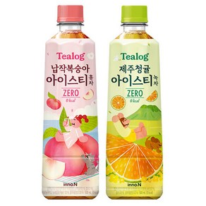 (현대hmall) 티로그 아이스티500ml) 납작복숭아 홍차 12개 + 제주청귤 녹차 / 음료 음료수, 24개, 500ml