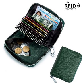 오세르앙 소가죽 RFID 해킹방지 아코디언 다용도 동전지갑