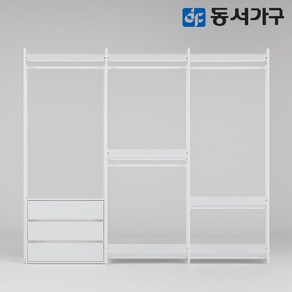 동서가구 몬티아 철제 시스템 셀프 드레스룸/2400 3단 서랍행거 DF643460, 화이트