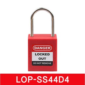 LOTO SAFE 스테인레스 스틸 안전 잠금 자물쇠 LOP-SS44D4, 개별키(KD), 레드(Red), 1개