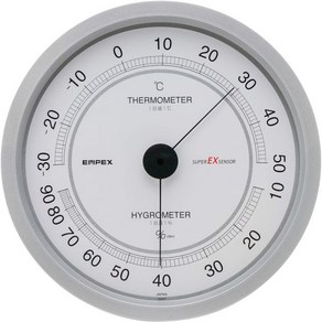 엠펙스 온습도계 온도계 계 온도 습도계 슈퍼 EX 벽걸이용 일본제 샤인 실버 EX2747 16.2x16.2x2.9cm, 1개