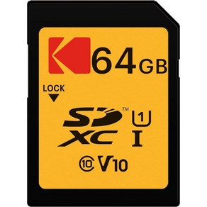 KODAK 프리미엄 메모리 카드 64GB 85MB 읽기 속도 풀 HD 비디오 및 고해상도 사진을 위한 25MB 쓰기 SDHC SDXC 표준과 호환 - EKMSD64GXC10K, Black