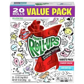 후르츠 롤업 젤리 버라이어티팩 20개입 10oz Fruit Roll-Ups Fruit Flavored Snacks Variety Pack 140g+140g