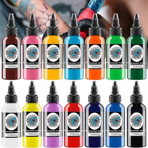 14Pcs Tattoo Ink Set 1 oz 30ml/Bottle Tattoo Inks Pigment Kit fo 3D Makeup Beauty Skin Body At., 1개, 기타