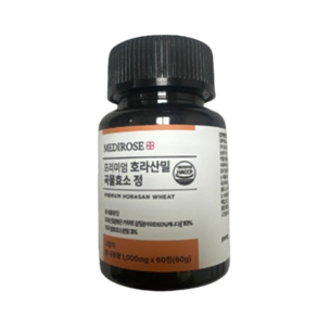 메디로즈 호라산밀 효소 1 000mg 60정 (60g) 캐나다산 호라산밀 효소 총 역가수치 661 3140unit/60g, 1개