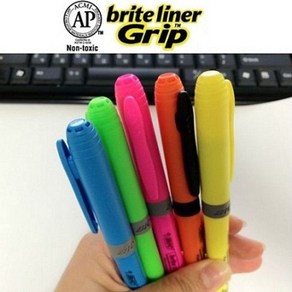 BiC Made in U.S.A..프랑스 빅 브라이트 라이너 Gip 형광펜 1타스(12자루) A111-1s, 분홍 1타스, 총 수량