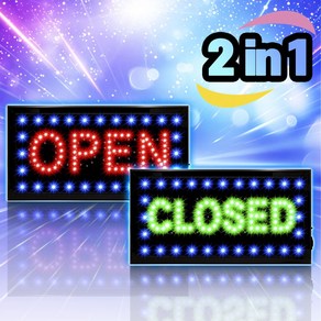 LED보드나라 OPEN/CLOSE 듀얼모드 OPEN 영업중 간판 전광판 미니 창문, 1개, OPEN/CLOSE 보드