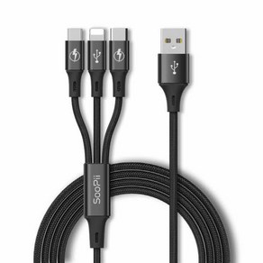 [soopii] QC3.0 3in1동시 고속 멀티충전케이블 [S07QC] [30Cm], 1개