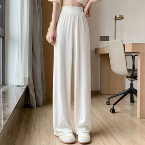 이매력 여성 [ 5컬러 ] 골지 와이드 팬츠 쿨링 찰랑 밴딩 통바지H789