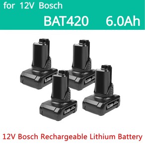 BAT413A PS20-2 교체 12V 2607336013 Bosch D-70745GOP 6.0Ah BAT411 BAT412A 2607336014 BOSCH 배터리