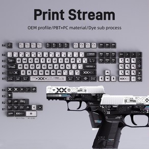 기계식 게이밍 키보드용 프린트 스트림 키캡 OEM 프로필 PBT PC CS GO 푸딩 백라이트 세트 MX 커스텀 DIY, Pint Steam, 1개